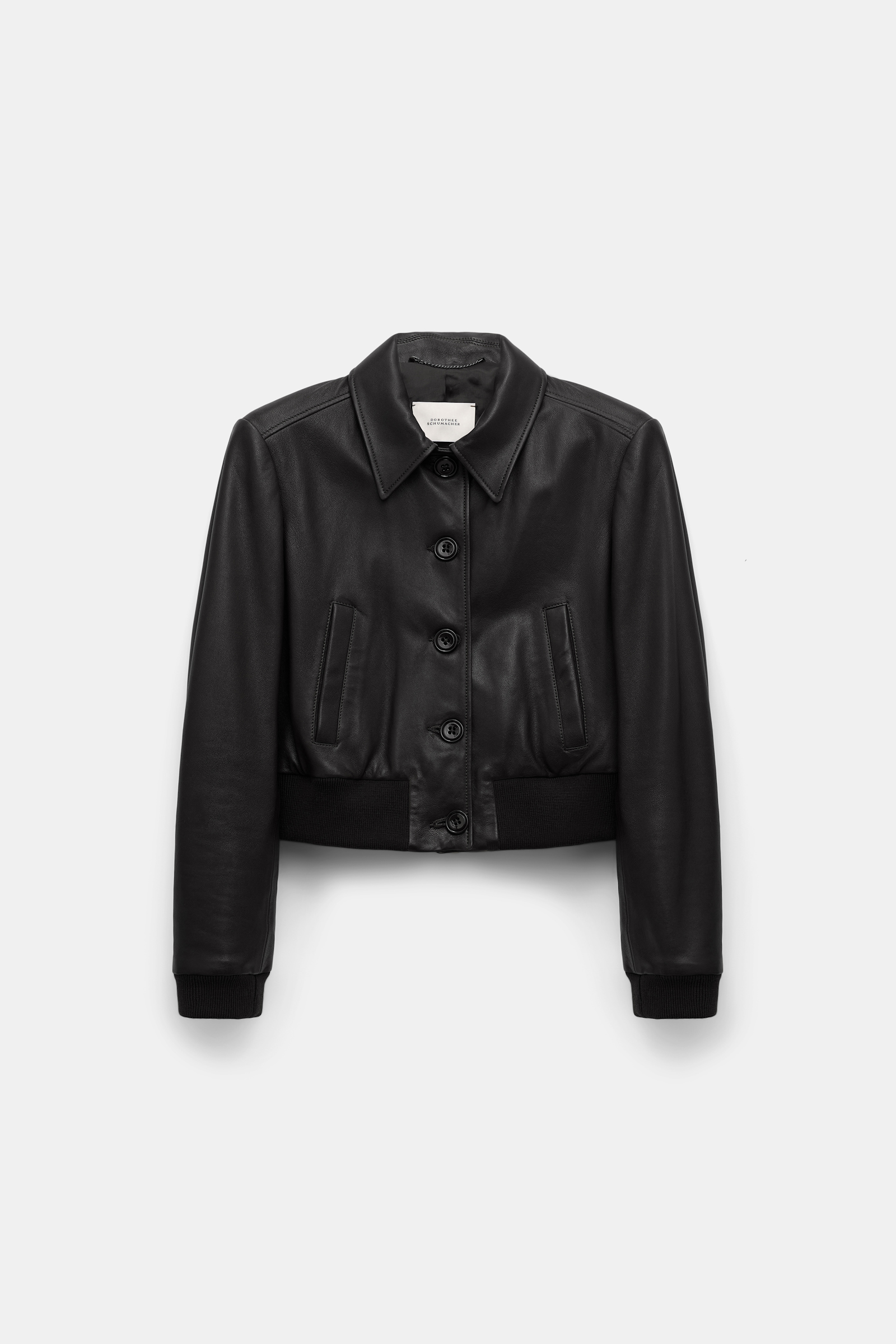 Dorothee Schumacher Leather mini blouson jacket pure black
