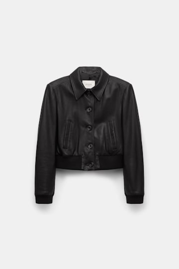 Dorothee Schumacher Leather mini blouson jacket pure black