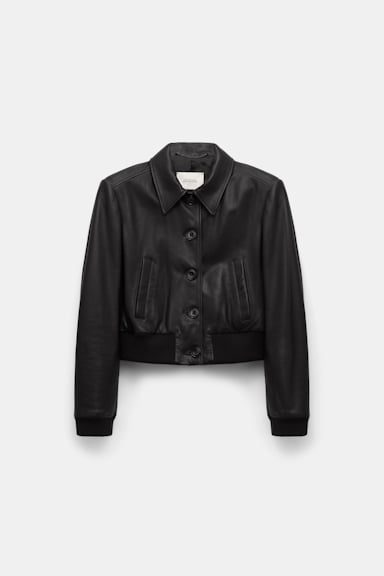 Dorothee Schumacher Leather mini blouson jacket pure black