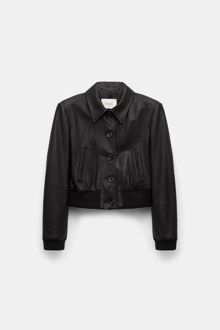 Dorothee Schumacher Leather mini blouson jacket pure black