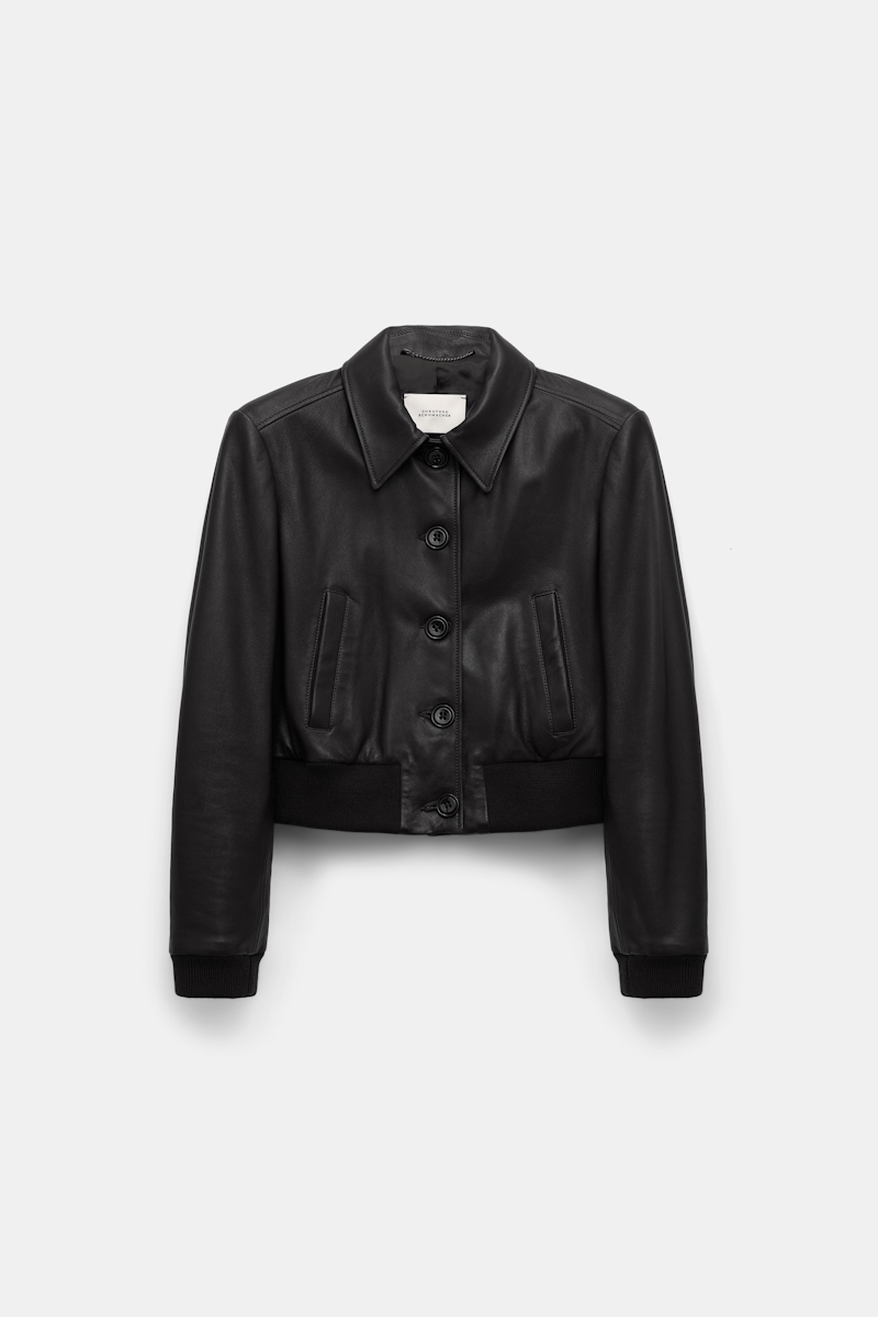Dorothee Schumacher Leather Mini Blouson Jacket In Black