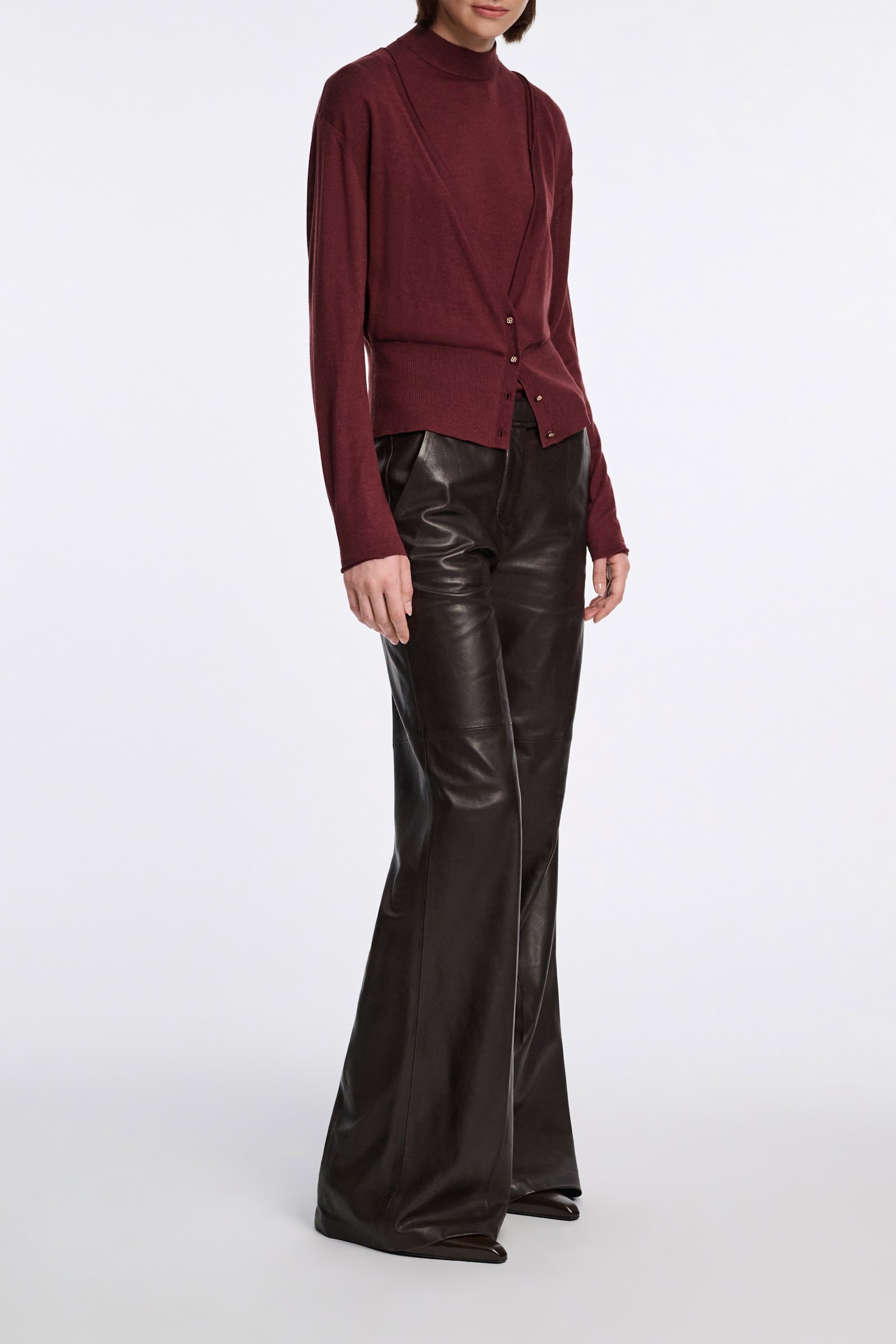 Dorothee Schumacher Flared leather pants black chocolate