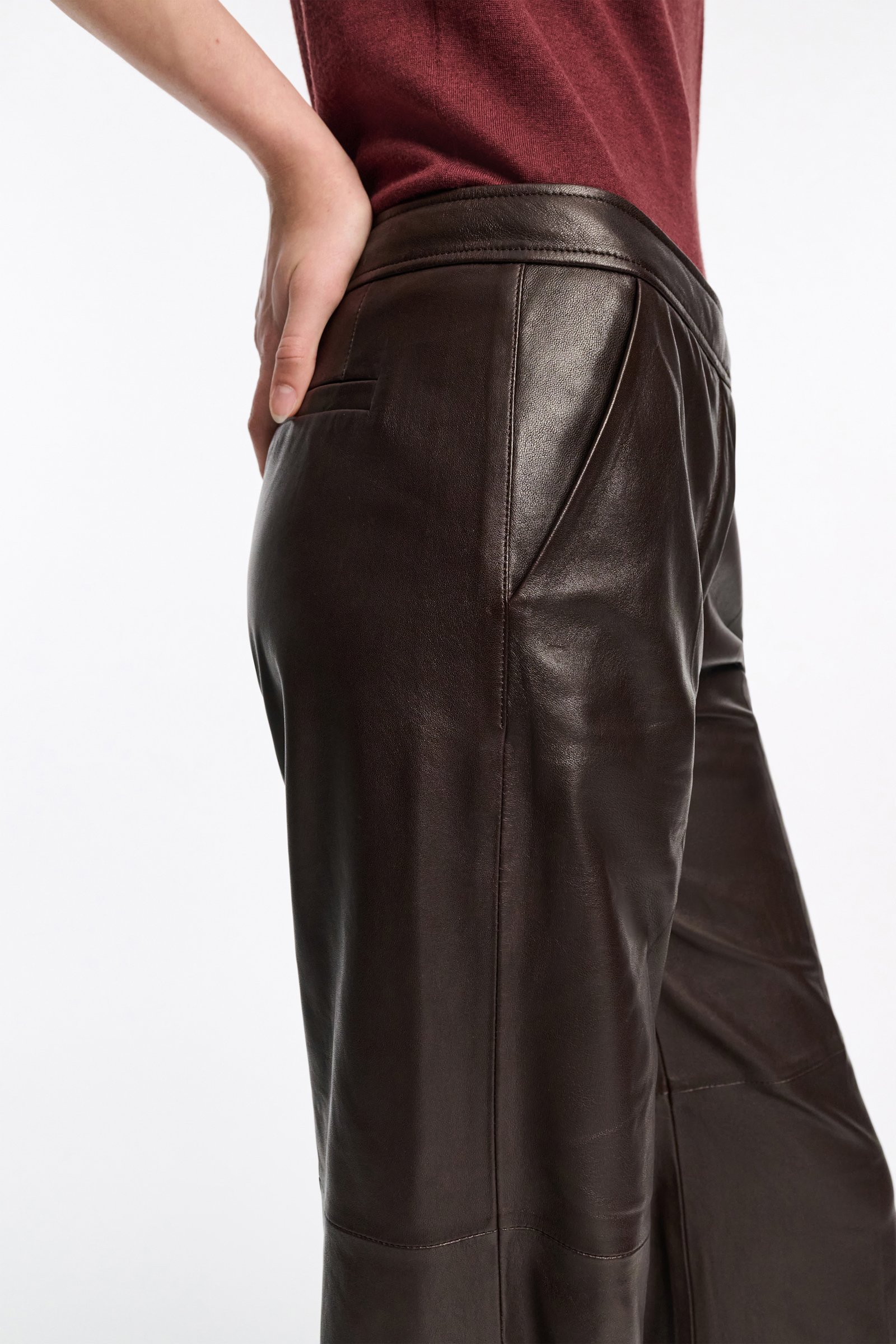 Dorothee Schumacher Flared leather pants black chocolate
