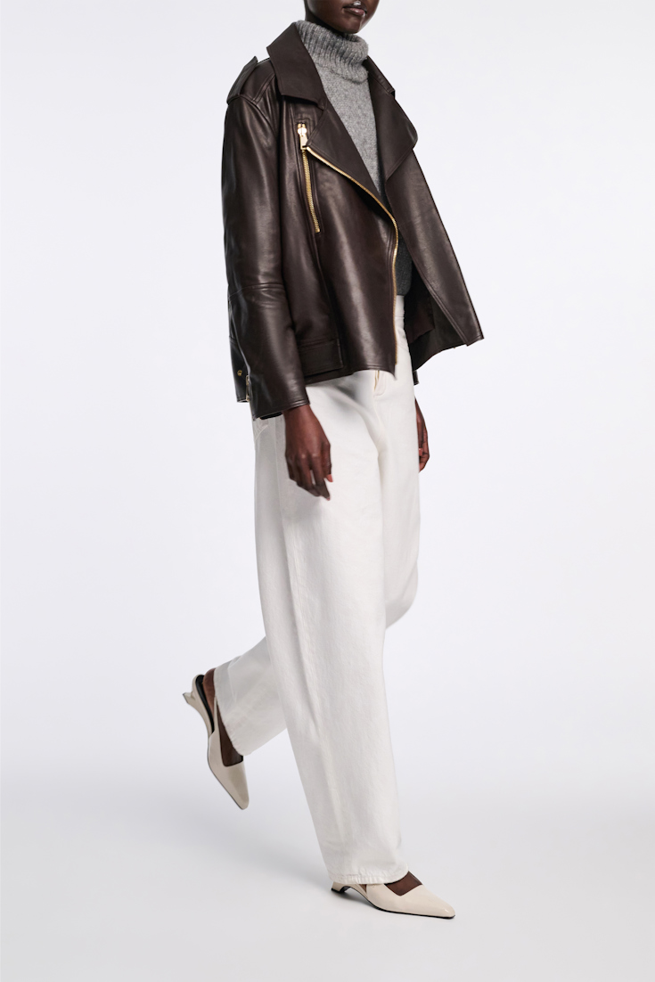 Dorothee Schumacher Nappa leather biker jacket black chocolate