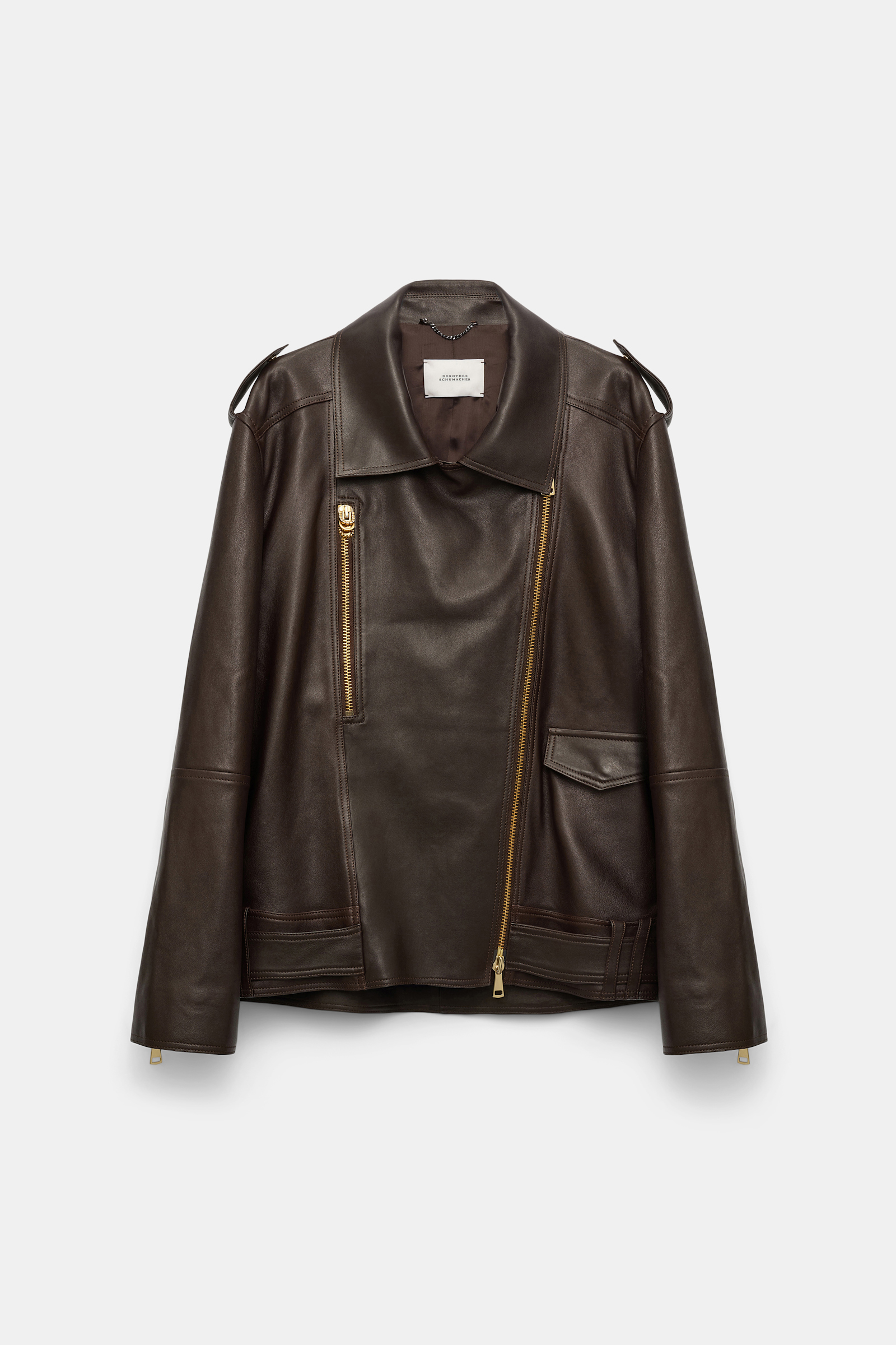 Dorothee Schumacher Nappa leather biker jacket black chocolate