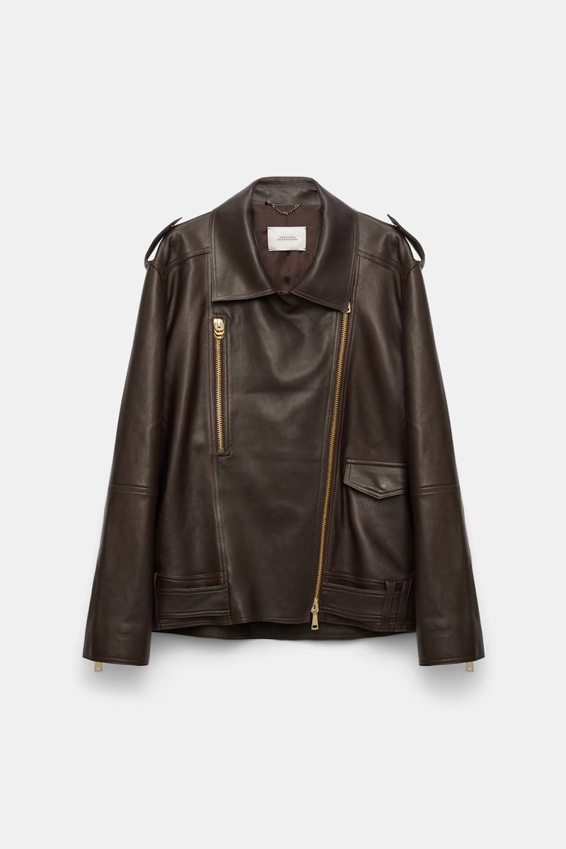 Dorothee Schumacher Nappa Leather Biker Jacket In Brown
