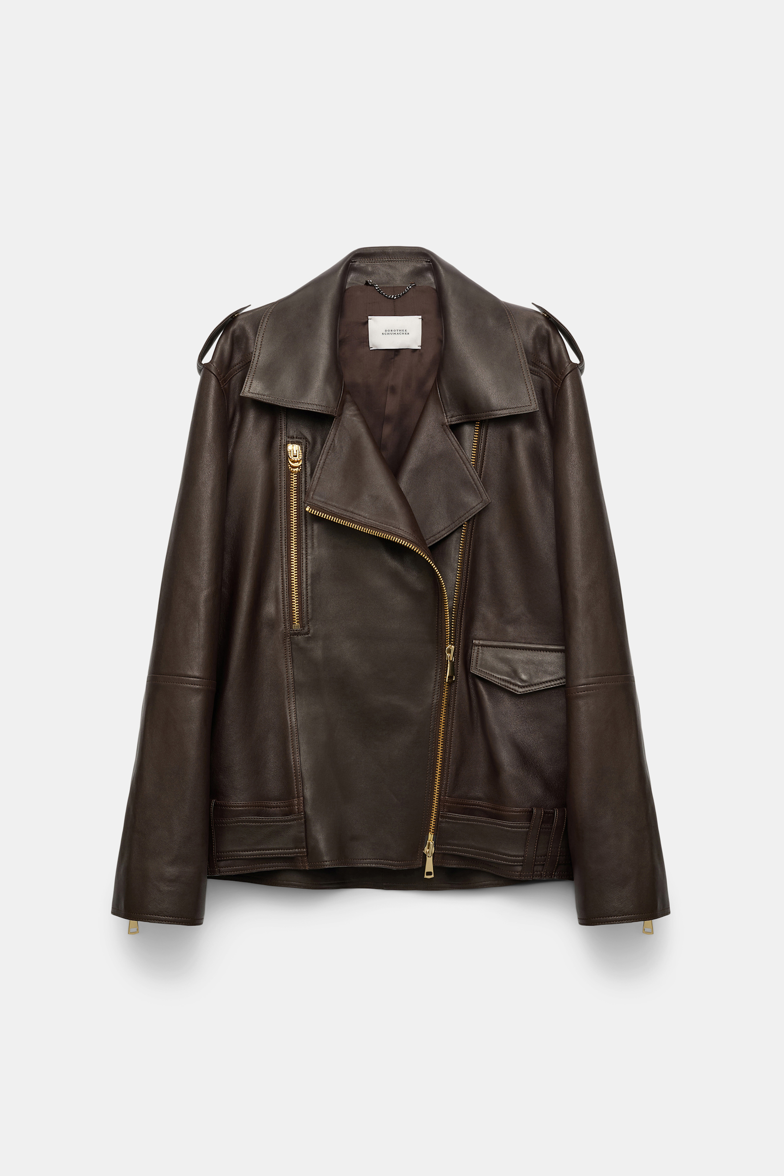 Dorothee Schumacher Nappa leather biker jacket black chocolate