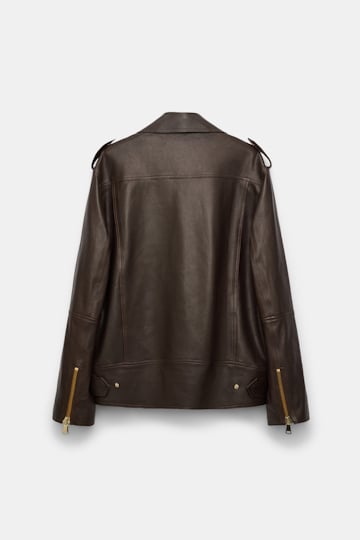 Dorothee Schumacher Nappa leather biker jacket black chocolate