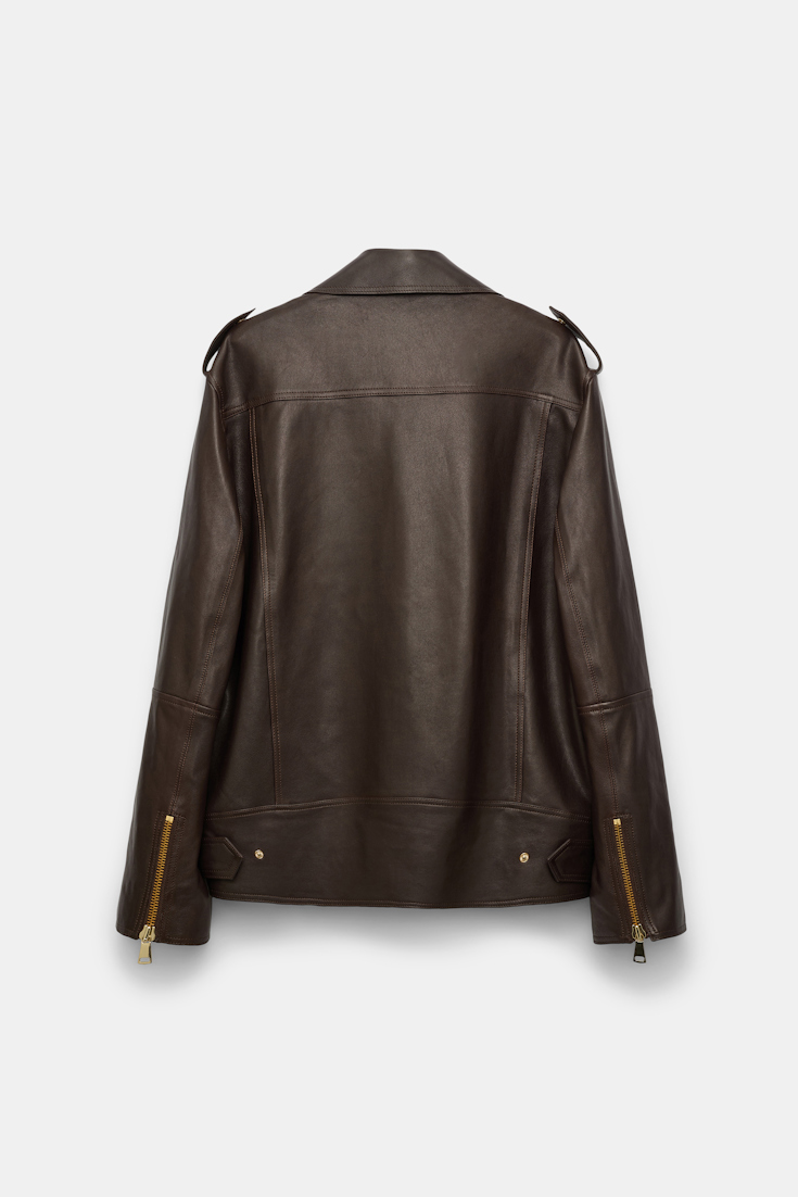 Dorothee Schumacher Nappa leather biker jacket black chocolate