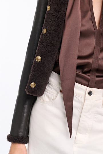 Dorothee Schumacher Reversible shearling jacket black chocolate
