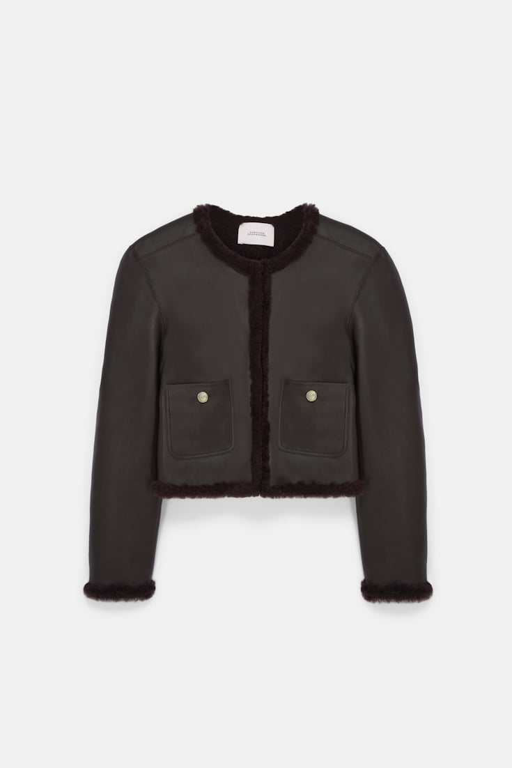 Dorothee Schumacher Reversible shearling jacket black chocolate
