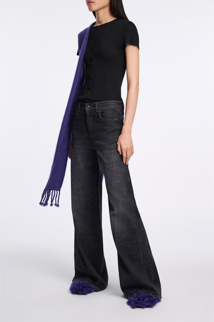 Dorothee Schumacher Long, wide leg jeans stone black denim