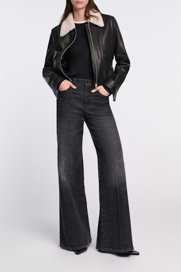 Dorothee Schumacher Long, wide leg jeans stone black denim