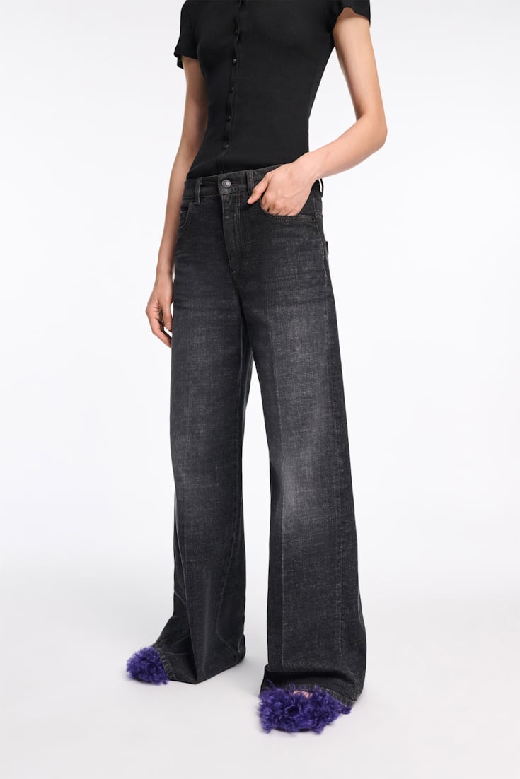 Dorothee Schumacher Long, wide leg jeans stone black denim