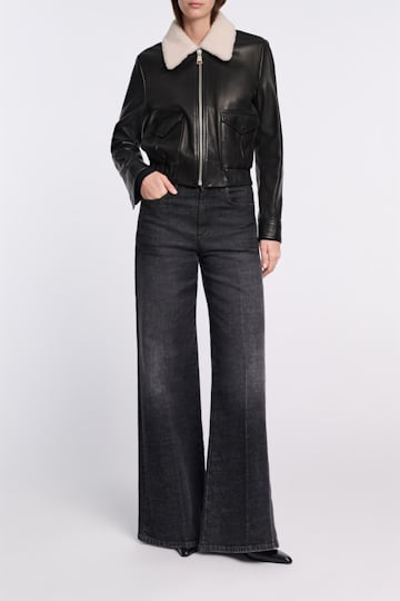 Dorothee Schumacher Long, wide leg jeans stone black denim