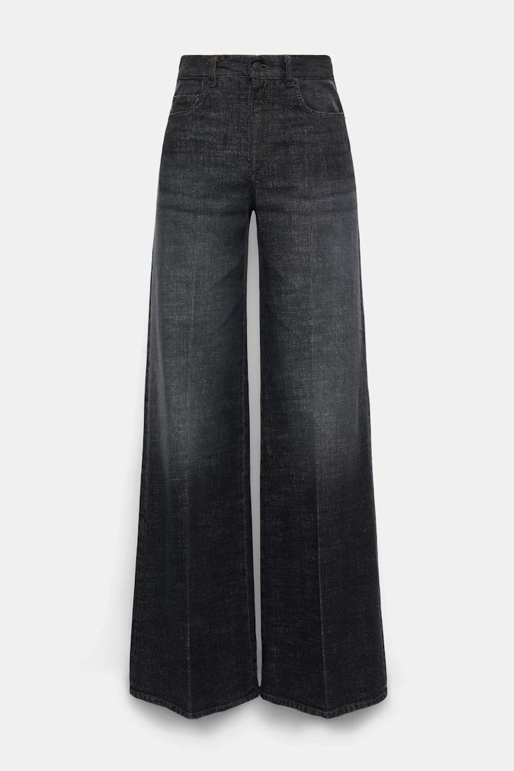 Dorothee Schumacher Long, wide leg jeans stone black denim