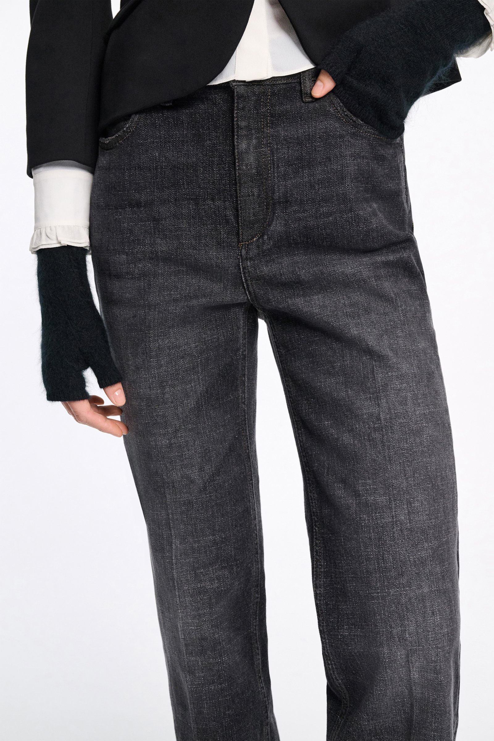 Dorothee Schumacher Long, straight leg jeans stone black denim