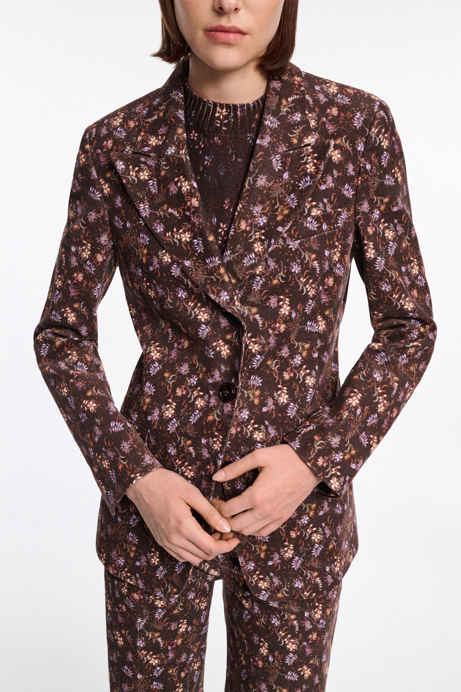Dorothee Schumacher Floral print blazer winter blossom very dark brown
