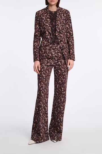 Dorothee Schumacher Flared floral print pants winter blossom very dark brown