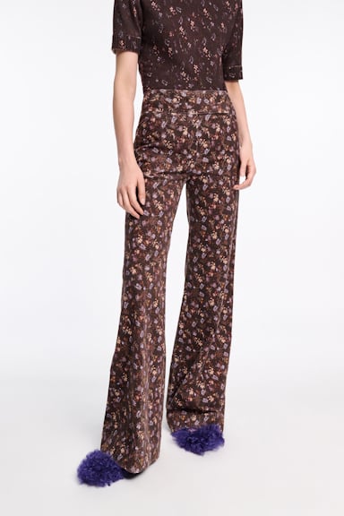Dorothee Schumacher Hose mit Millefleur Print winter blossom very dark brown