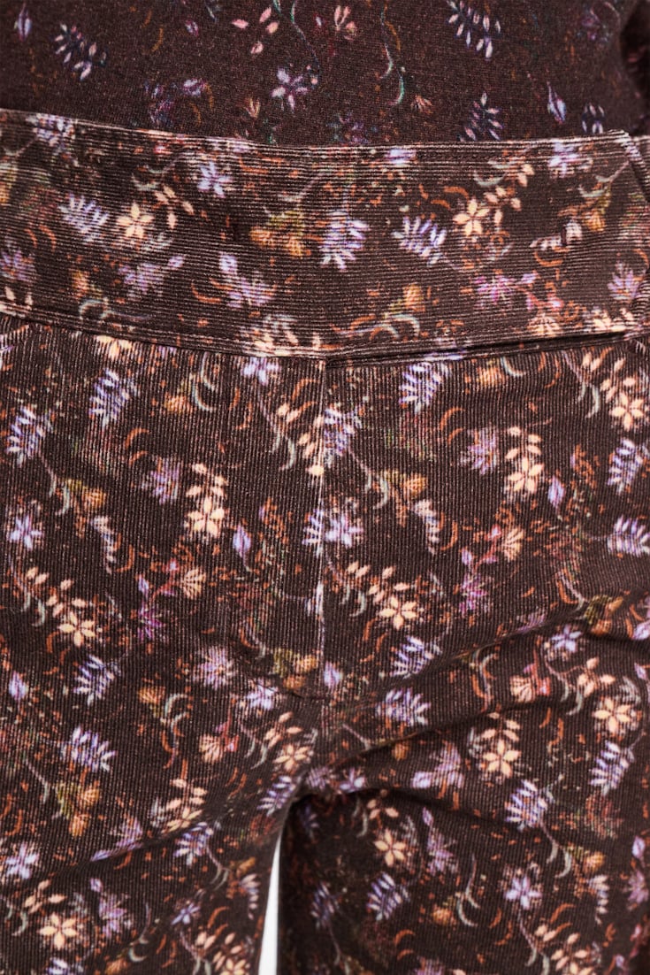 Dorothee Schumacher Flared floral print pants winter blossom very dark brown