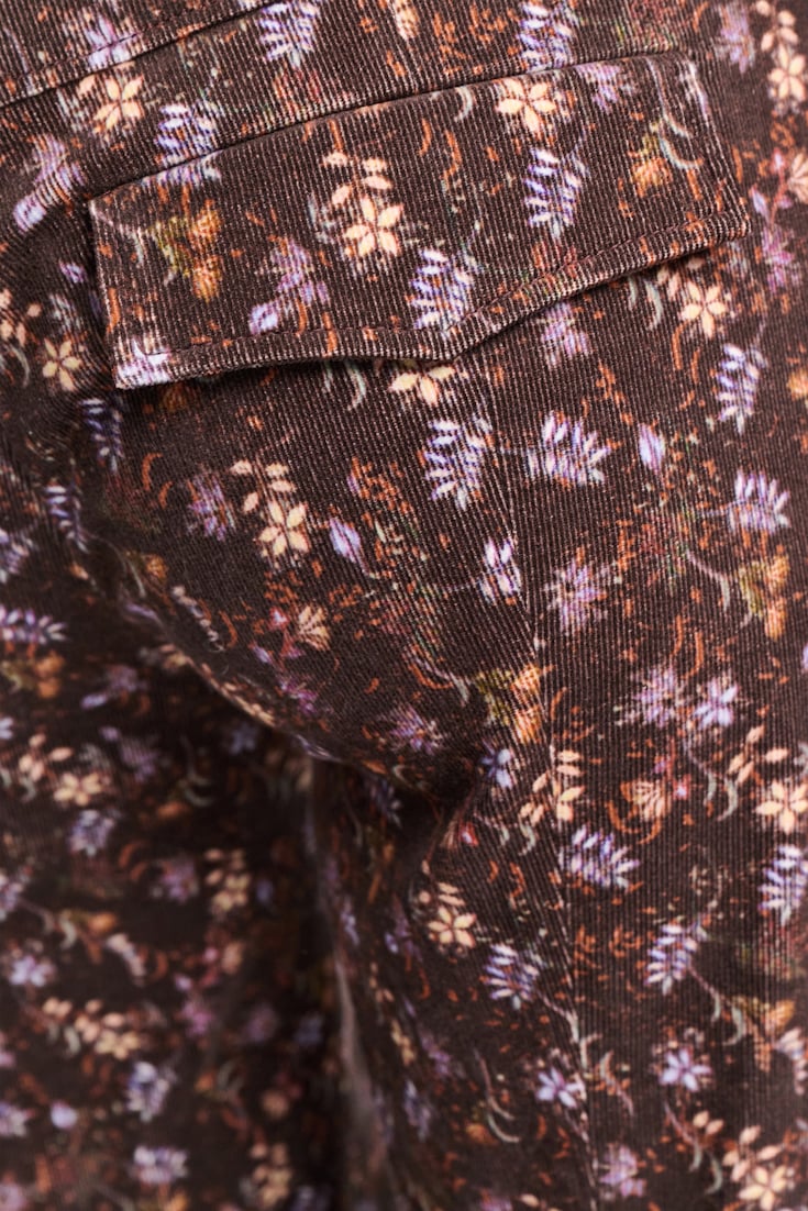 Dorothee Schumacher Flared floral print pants winter blossom very dark brown