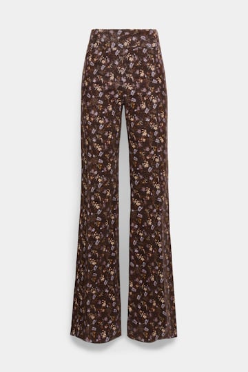Dorothee Schumacher Flared floral print pants winter blossom very dark brown