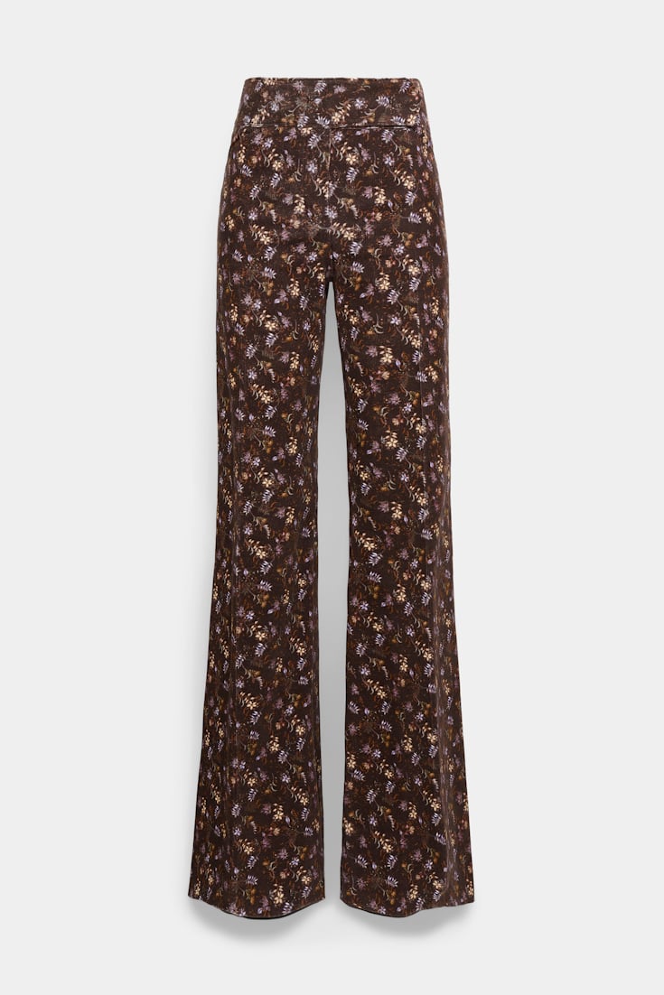 Dorothee Schumacher Flared floral print pants winter blossom very dark brown