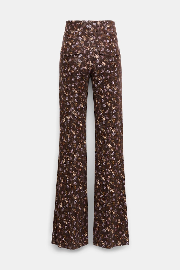 Dorothee Schumacher Flared floral print pants winter blossom very dark brown