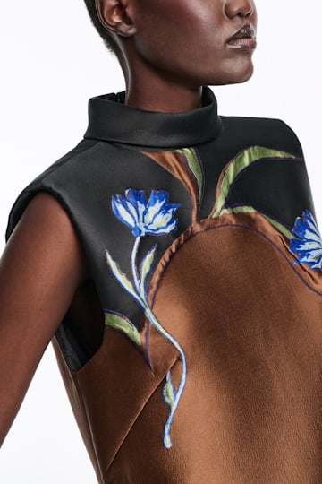 Dorothee Schumacher Shiftkleid aus dreidimensionalem Cloque-Jacquard caramel black