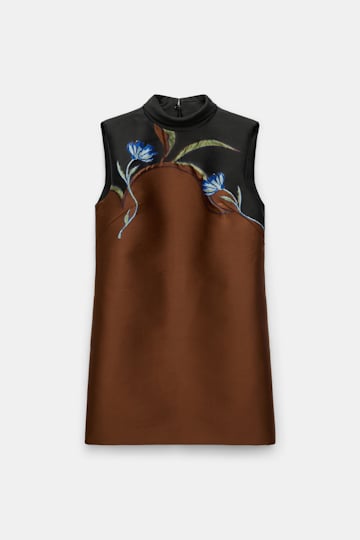 Dorothee Schumacher Shiftkleid aus dreidimensionalem Cloque-Jacquard caramel black