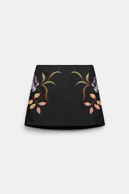 Dorothee Schumacher A-line mini-skirt in cloque jacquard pure black