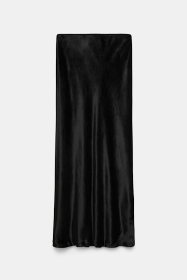 Dorothee Schumacher Bias-Cut Midi Rock aus Spiegelsamt pure black