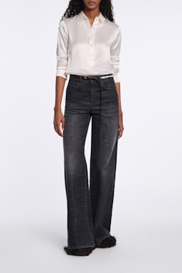 Dorothee Schumacher Bluse aus Seidensatin mit Polokragen eggshell