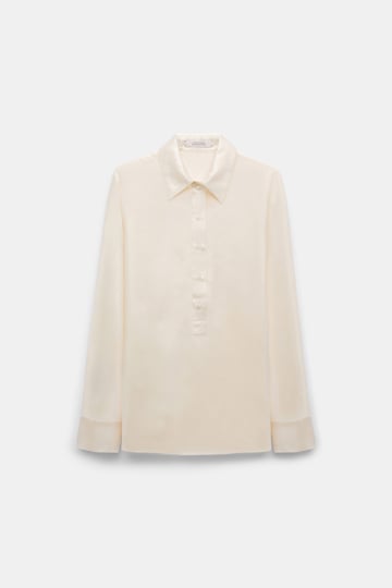 Dorothee Schumacher Bluse aus Seidensatin mit Polokragen eggshell