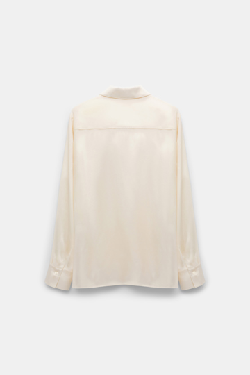 Dorothee Schumacher Bluse aus Seidensatin mit Polokragen eggshell