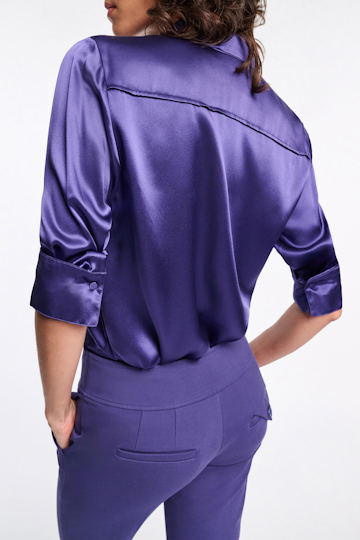 Dorothee Schumacher Popover blouse in silk satin iris