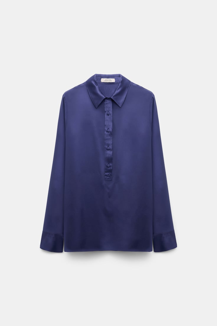 Dorothee Schumacher Bluse aus Seidensatin mit Polokragen iris