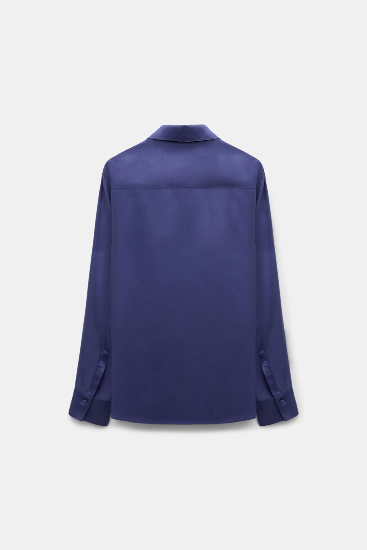Dorothee Schumacher Bluse aus Seidensatin mit Polokragen iris