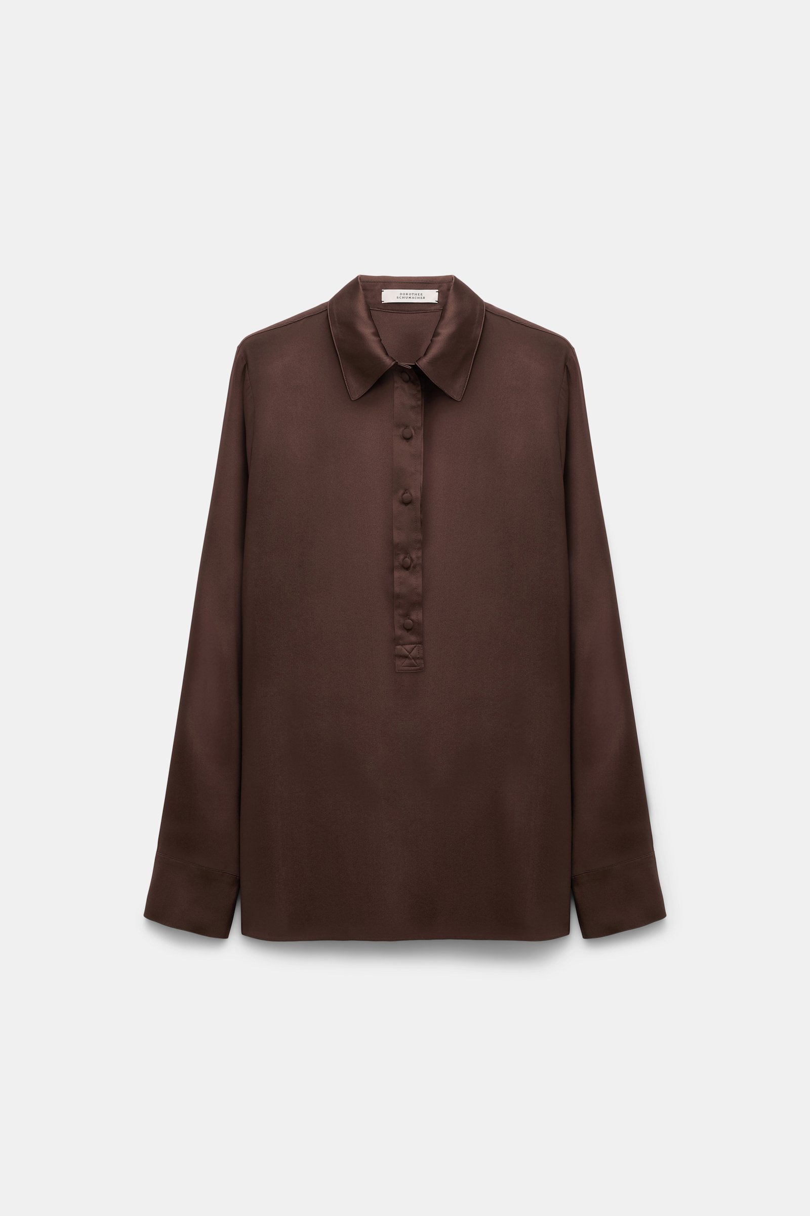 Dorothee Schumacher Bluse aus Seidensatin mit Polokragen chocolate