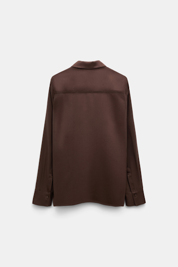 Dorothee Schumacher Bluse aus Seidensatin mit Polokragen chocolate