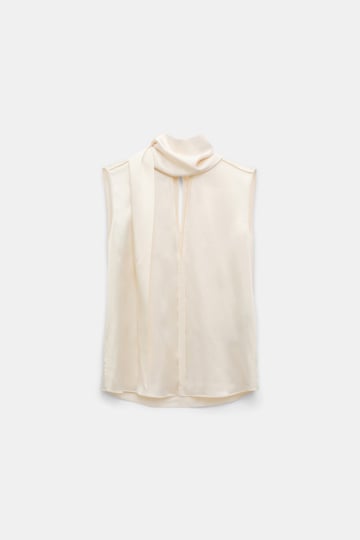 Dorothee Schumacher Ärmellose Bluse aus Seidensatin eggshell