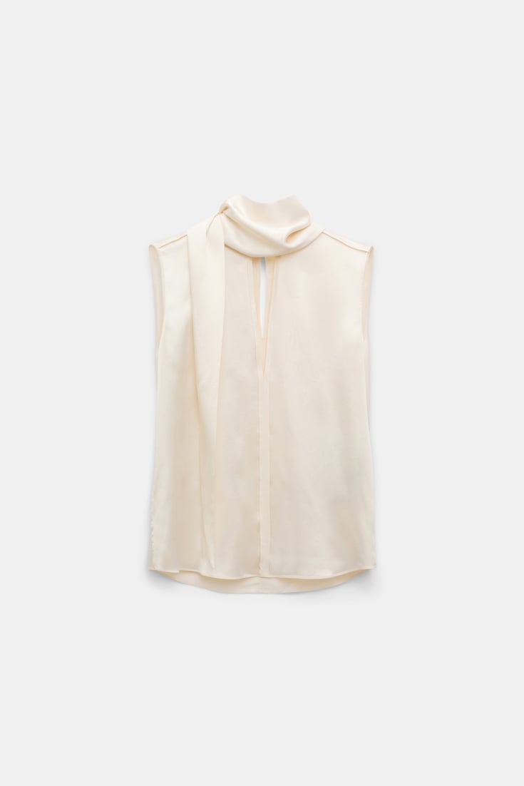 Dorothee Schumacher Ärmellose Bluse aus Seidensatin eggshell