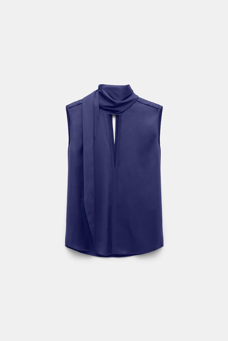 Dorothee Schumacher Ärmellose Bluse aus Seidensatin iris