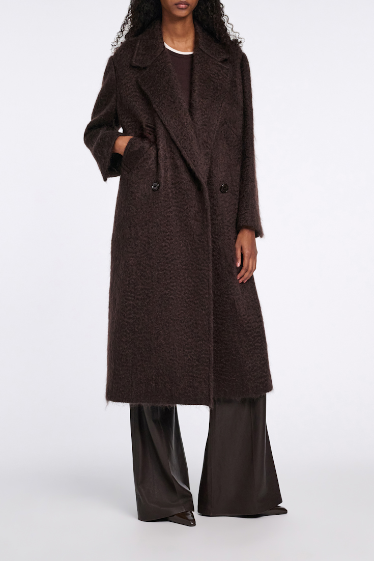 Dorothee Schumacher Classic wool-mohair coat dark chocolate