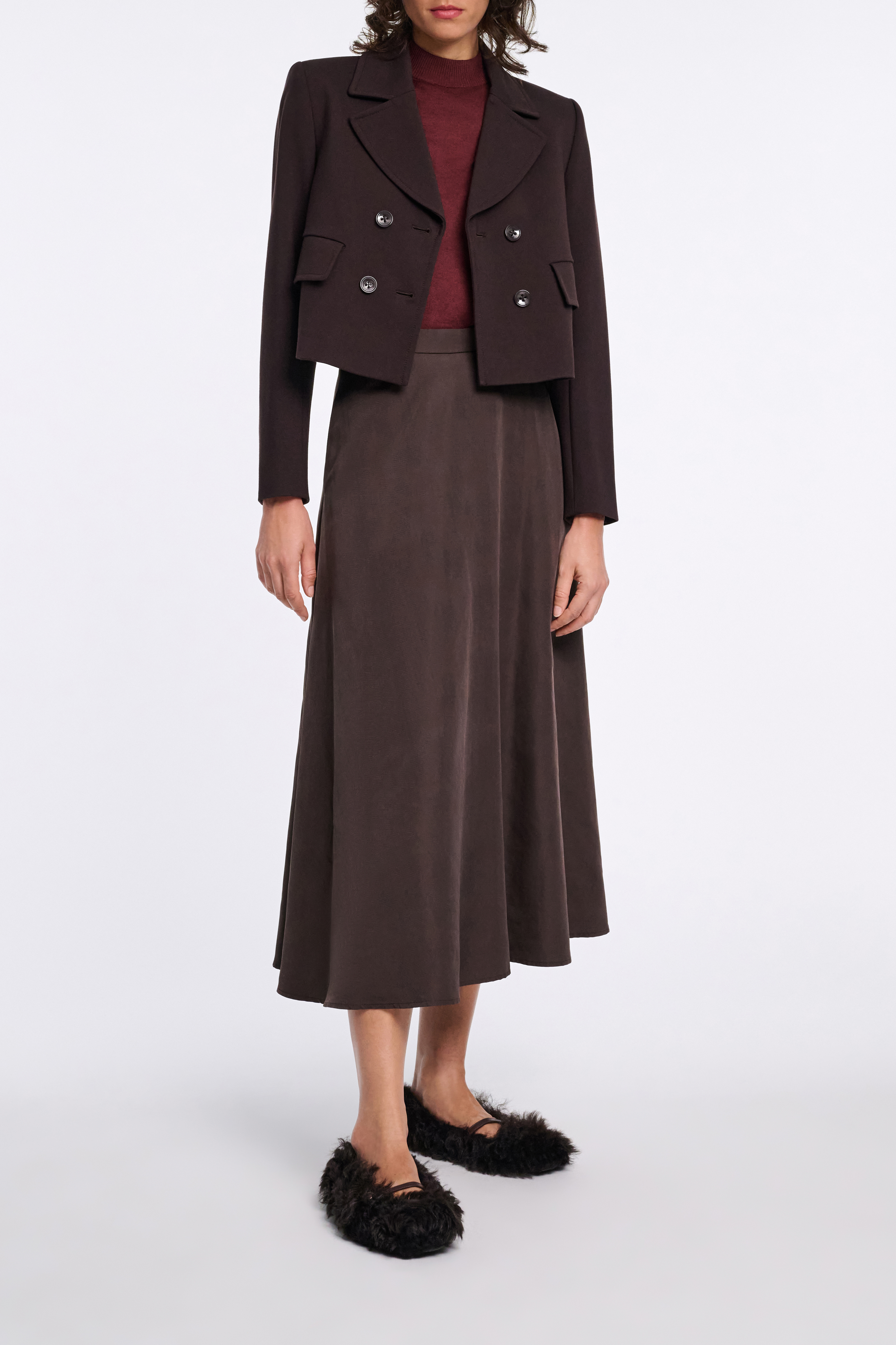 Deuxieme Classe　Charm blouson Dorothee Schumacher - Sleek Statement Brown Leather Jacket