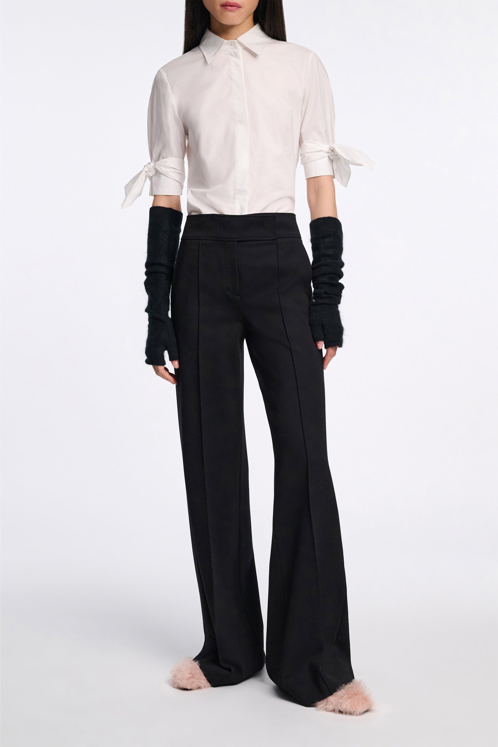 Dorothee Schumacher Hose mit weitem Bein aus Punto Milano pure black