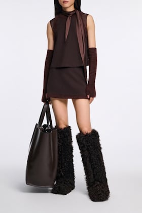 EMOTIONAL ESSENCE skirt Dorothee Schumacher Minirock aus Punto Milano dark chocolate