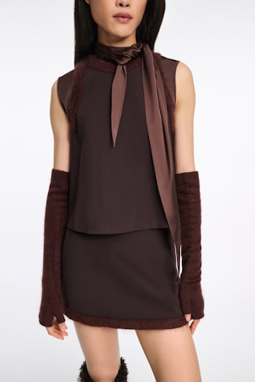 Dorothee Schumacher Miniskirt in Punto Milano dark chocolate