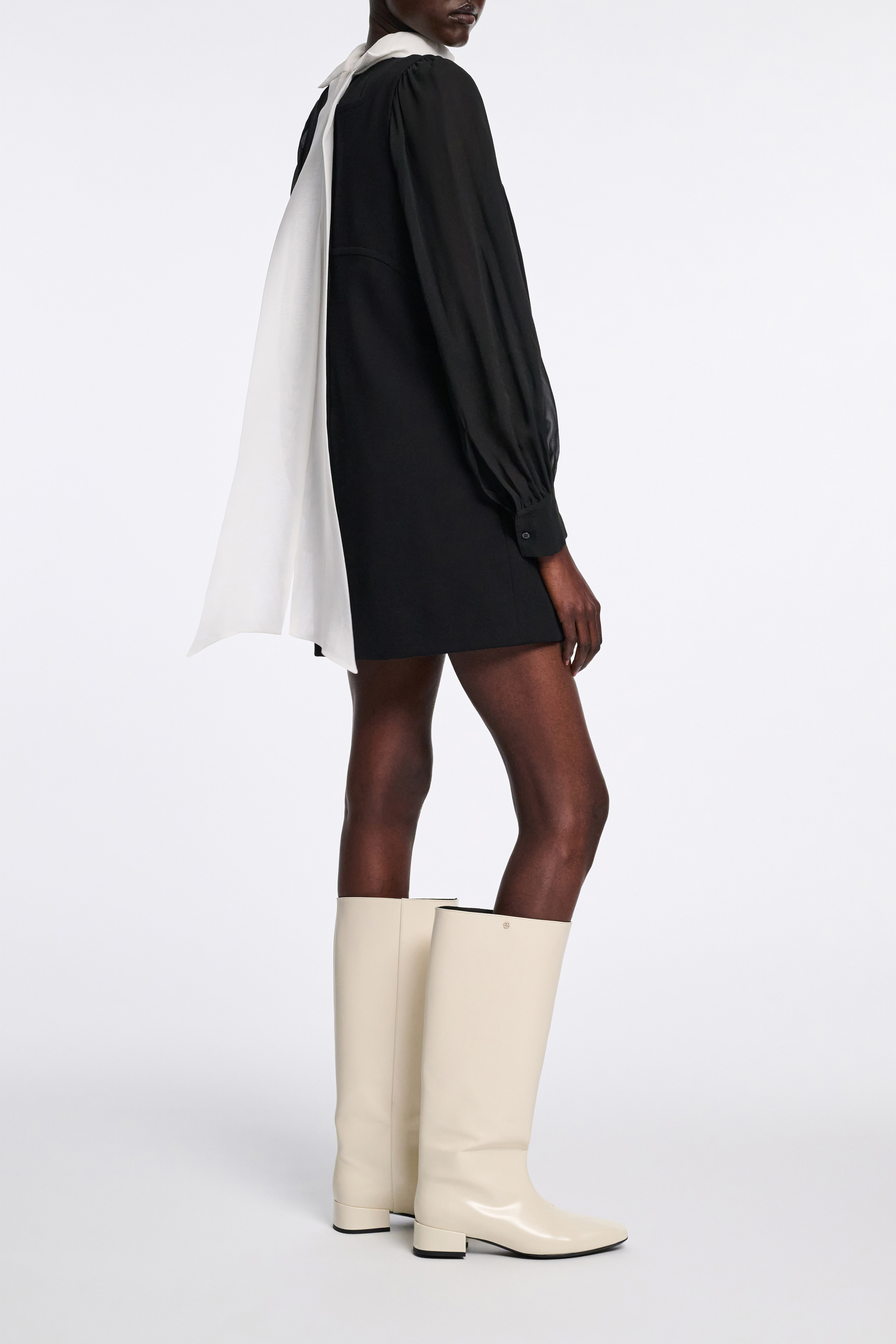 Dorothee Schumacher Minidress in Punto Milano with silk georgette